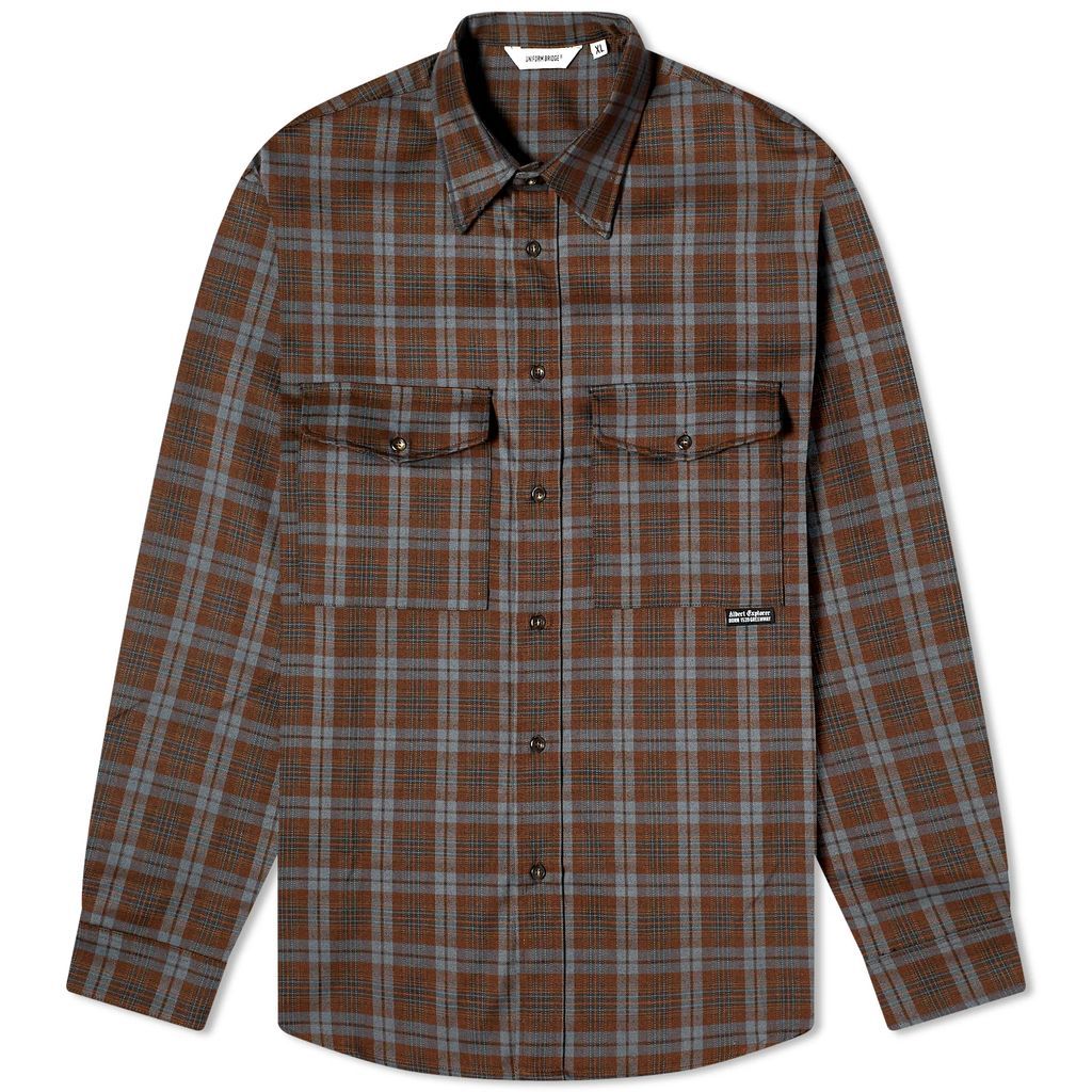 Men's Pocket Check Shirt Brown