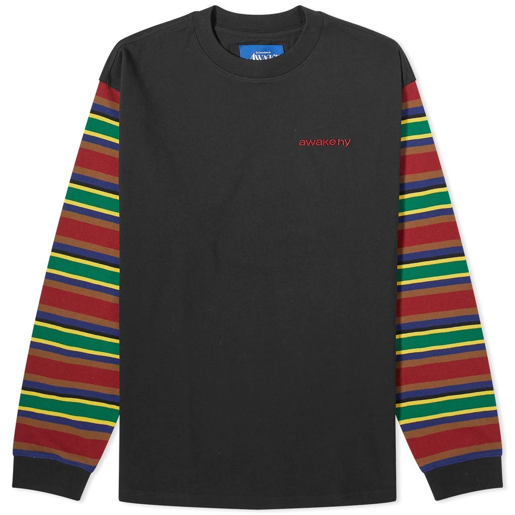 Men's Long Sleeve 94 Stripe T-Shirt Black Multi