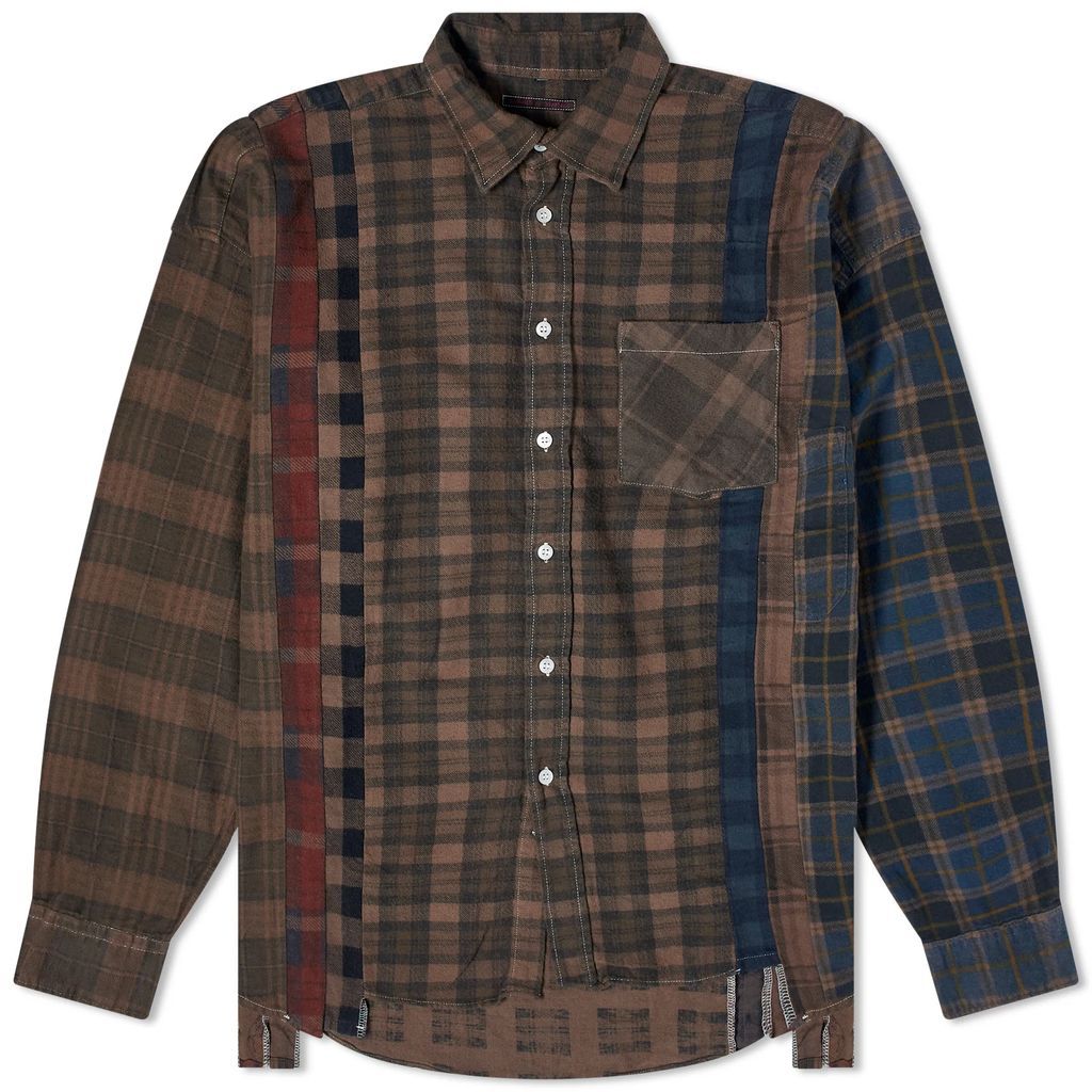 Men's 7 Cuts Wide Over Dyed Flannel Shirt Brown