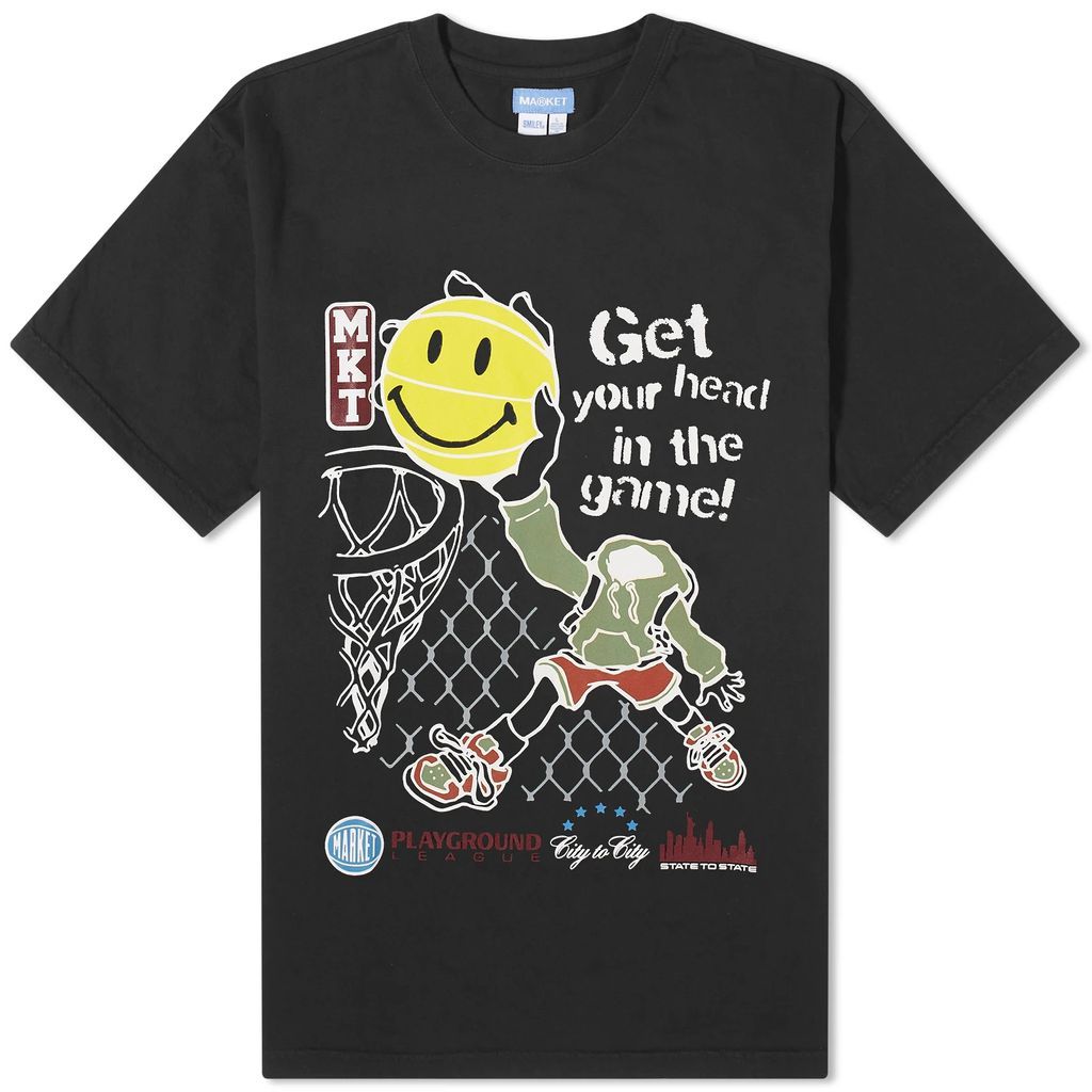 Men's Smiley Head In The Game T-Shirt Washed Black