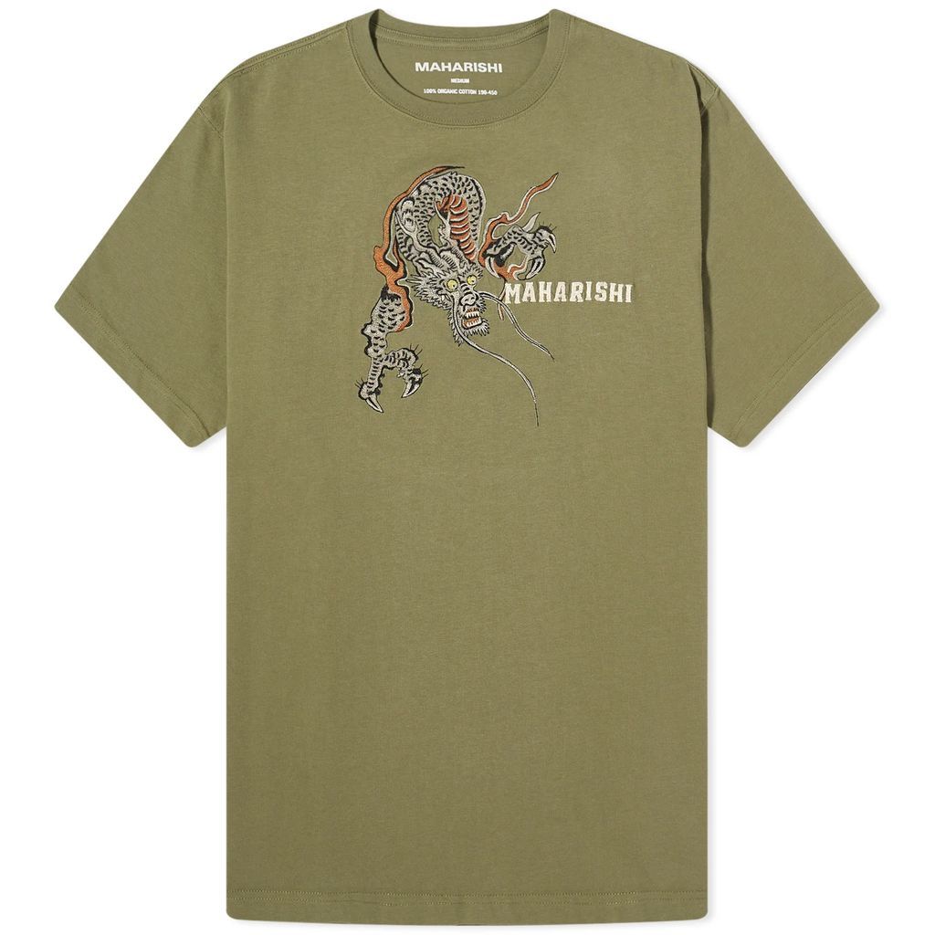 Men's Embroided Sue-Rye Dragon T-Shirt Olive