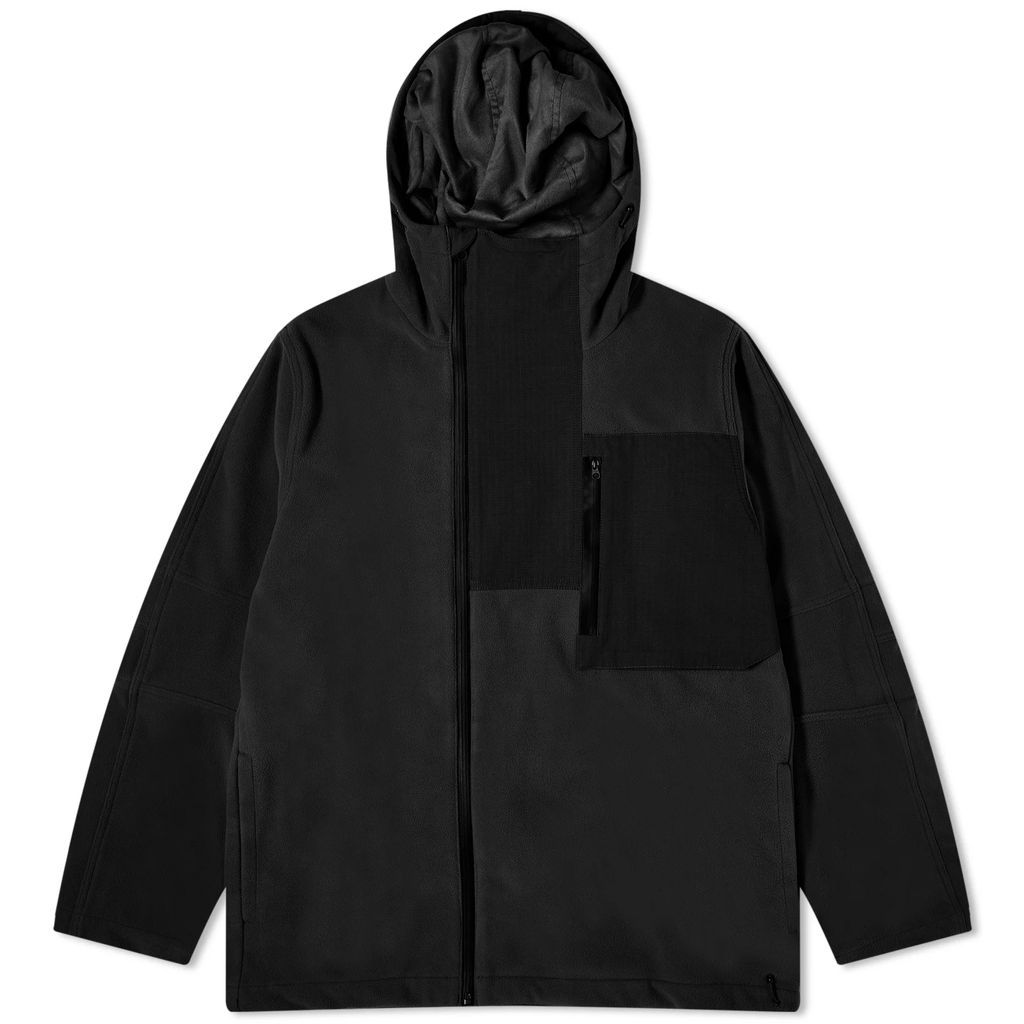 Men's Asym Zipped Hooded Fleece Jacket Black