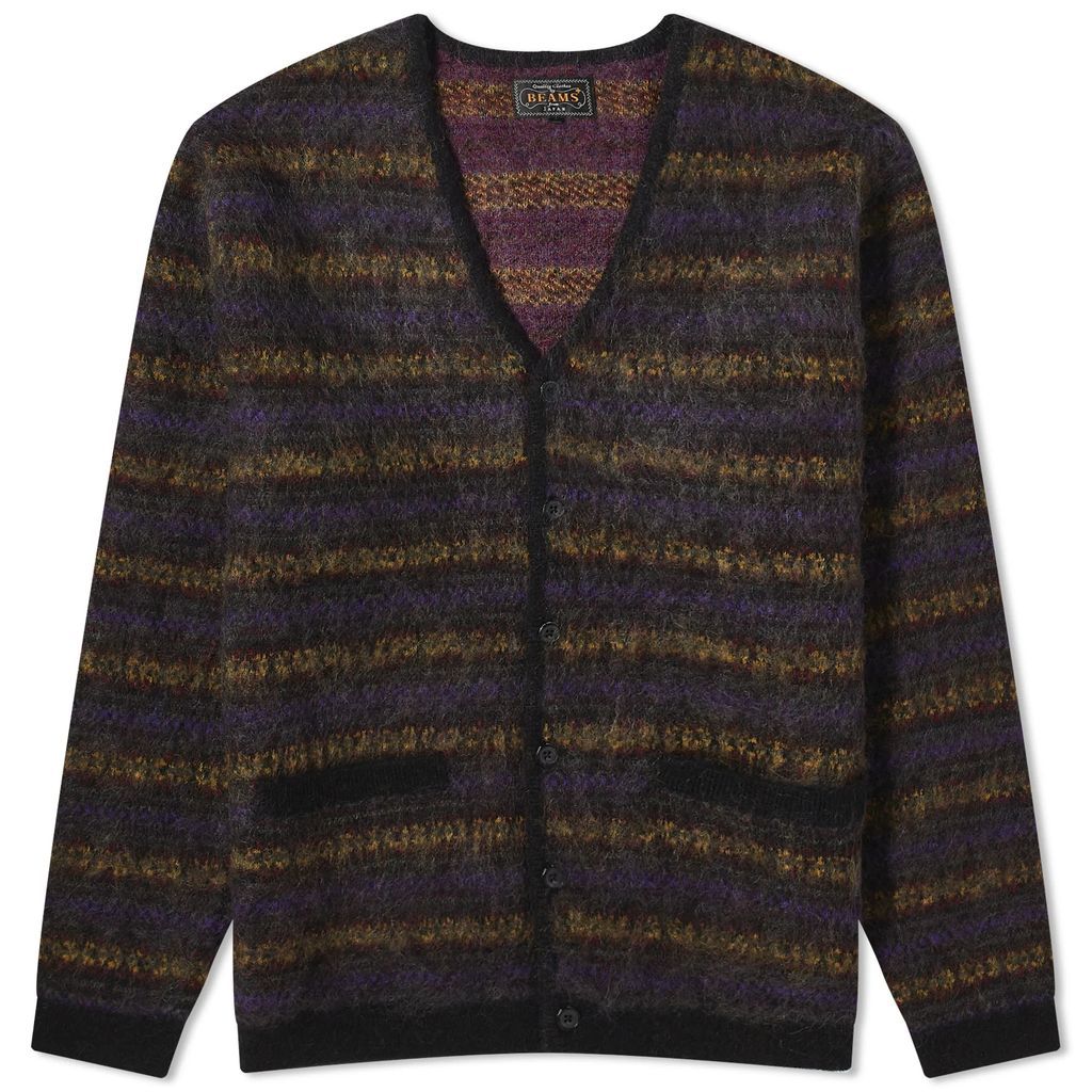 Men's Fairisle Jacquard Mohair Cardigan Charcoal Grey