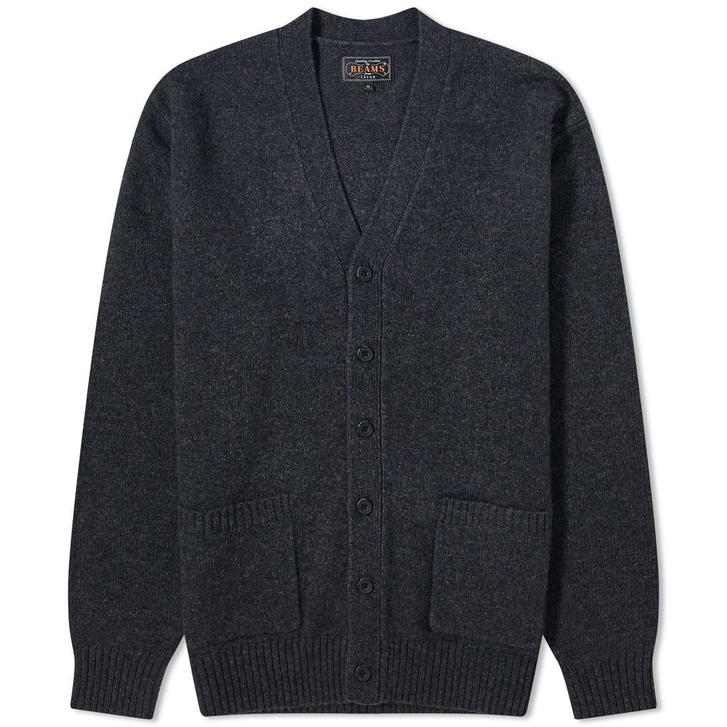 Men's 7G Elbow Patch Cardigan Charcoal