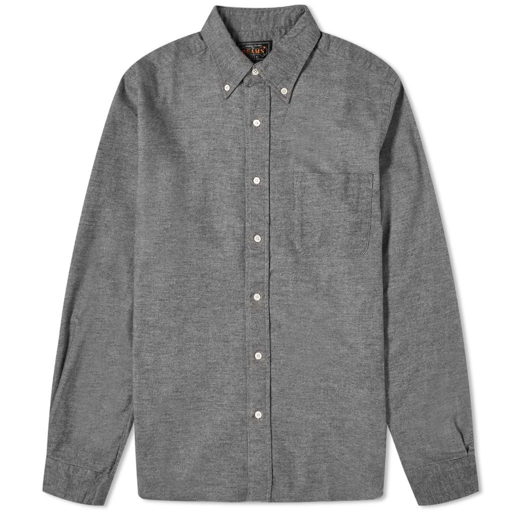 Men's Button Down Solid Flannel Shirt Grey