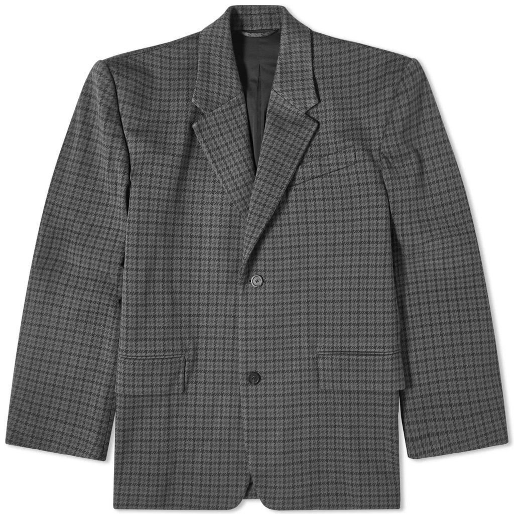 Men's Houndstooth Oversized Tailored Jacket Grey