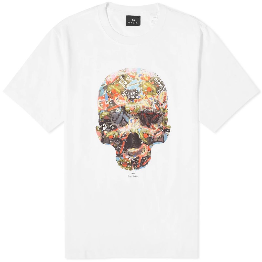 Men's Skull Sticker T-Shirt White