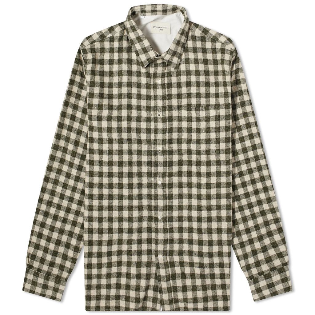Men's Alex Mini Check Shirt Beige/Olive