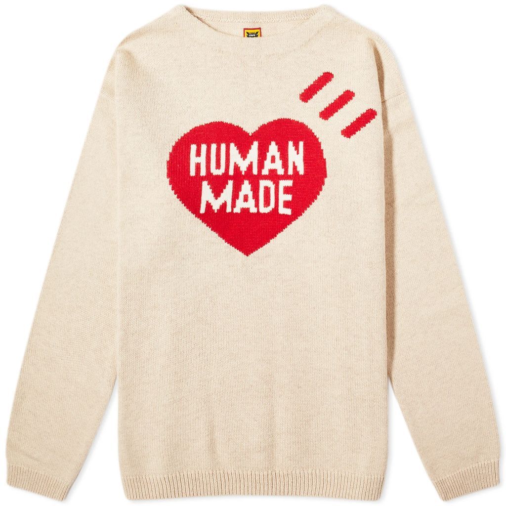 Men's Heart Knit Sweater Beige