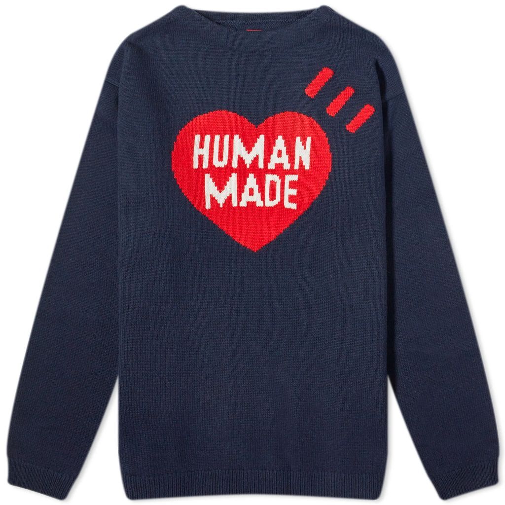 Men's Heart Knit Sweater Navy