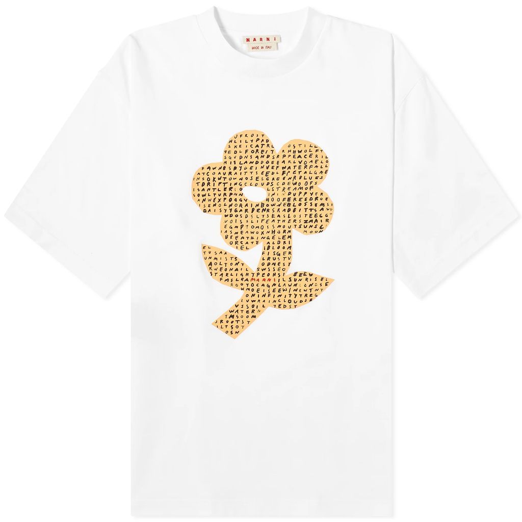 Men's Flower Word Puzzle T-Shirt Lily White
