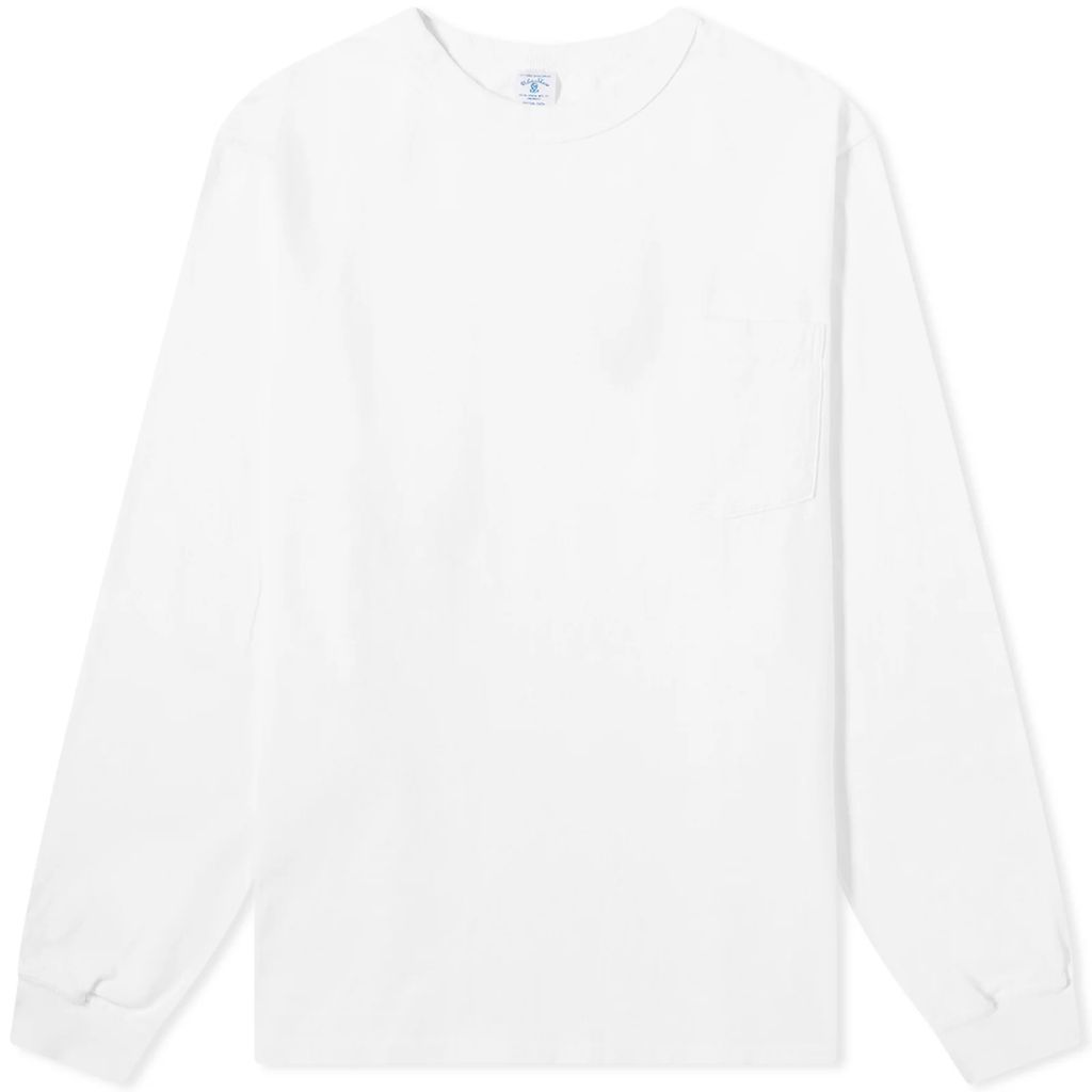 Men's Long Sleeve Pigment Dyed Pocket T-Shirt White