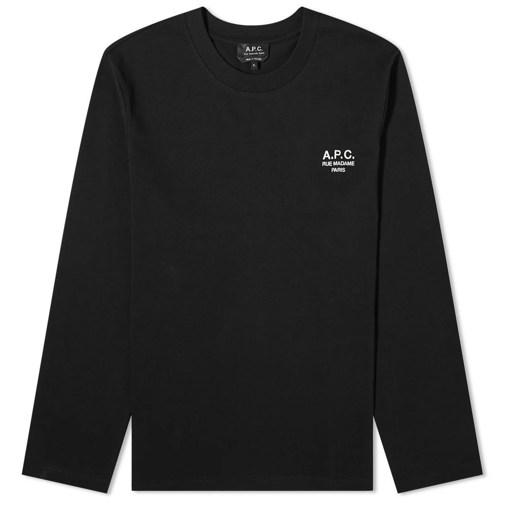 Men's Long Sleeve Olivier Embroidered Logo T-Shirt Black