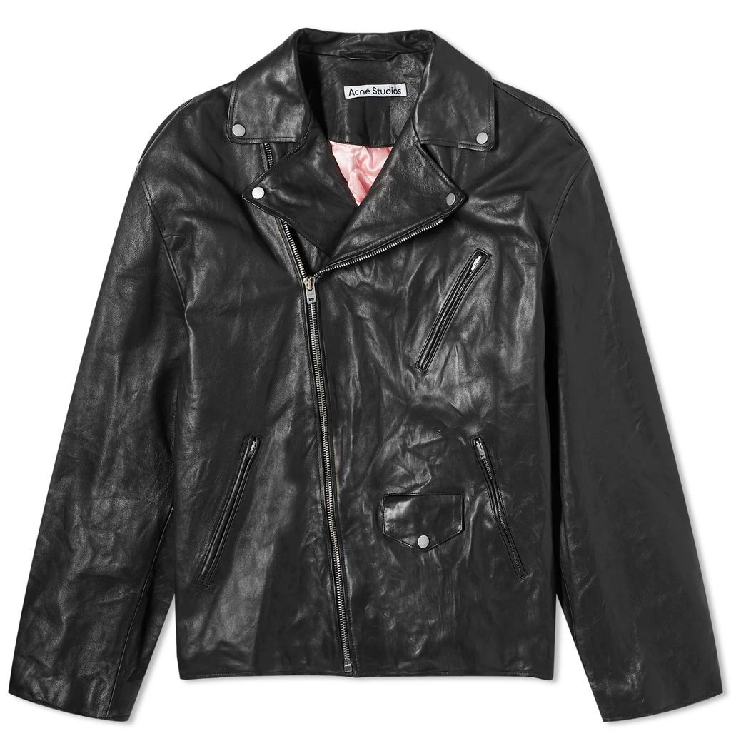 Men's Liker Distressed Nappa Leather Jacket Black