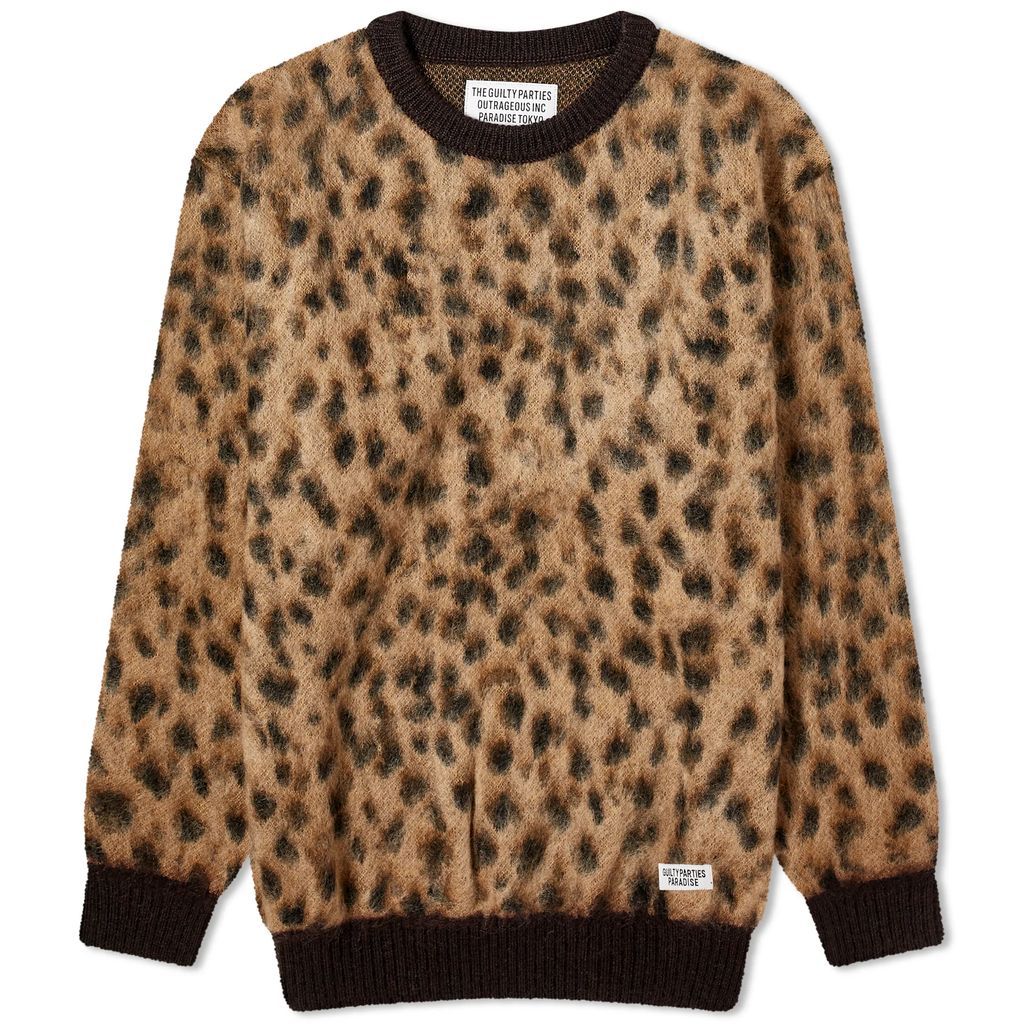 Men's Leopard Mohair Knitted Jumper Beige