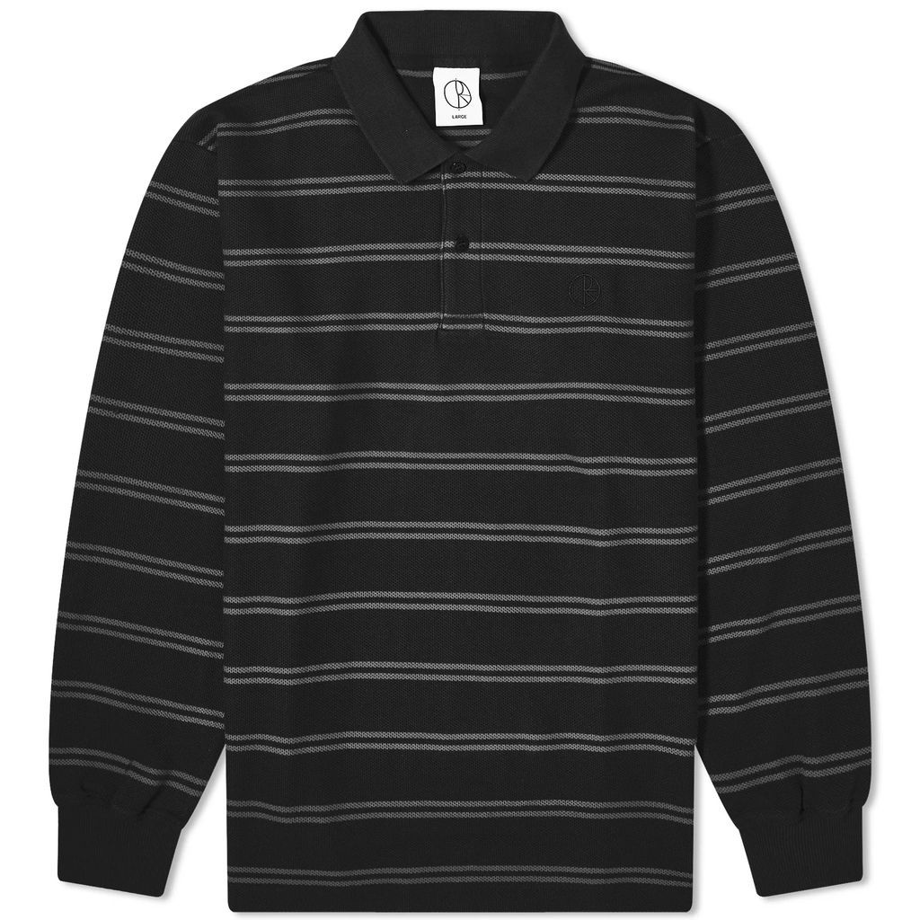 Men's Long Sleeve Stripe Polo Black