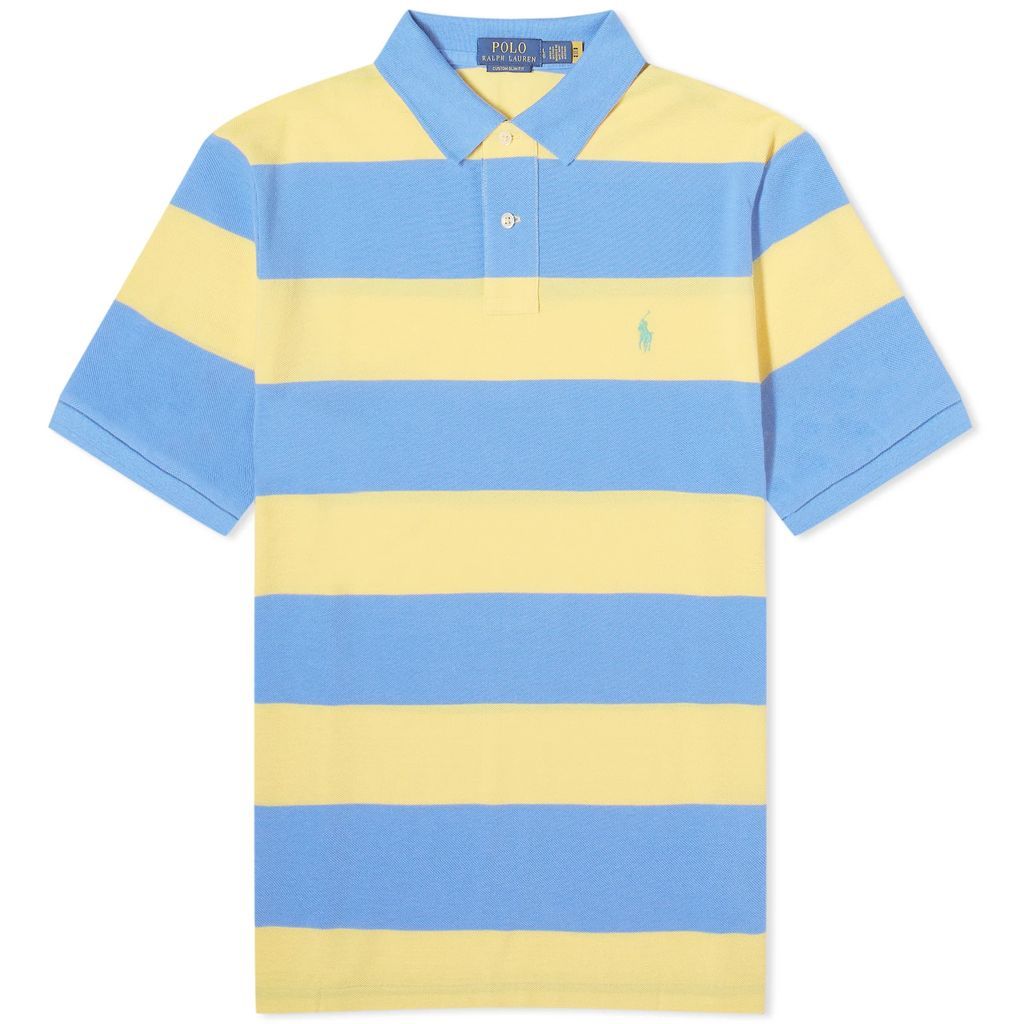 Men's Block Stripe Polo Shirt Fall Yellow/Summer Blue