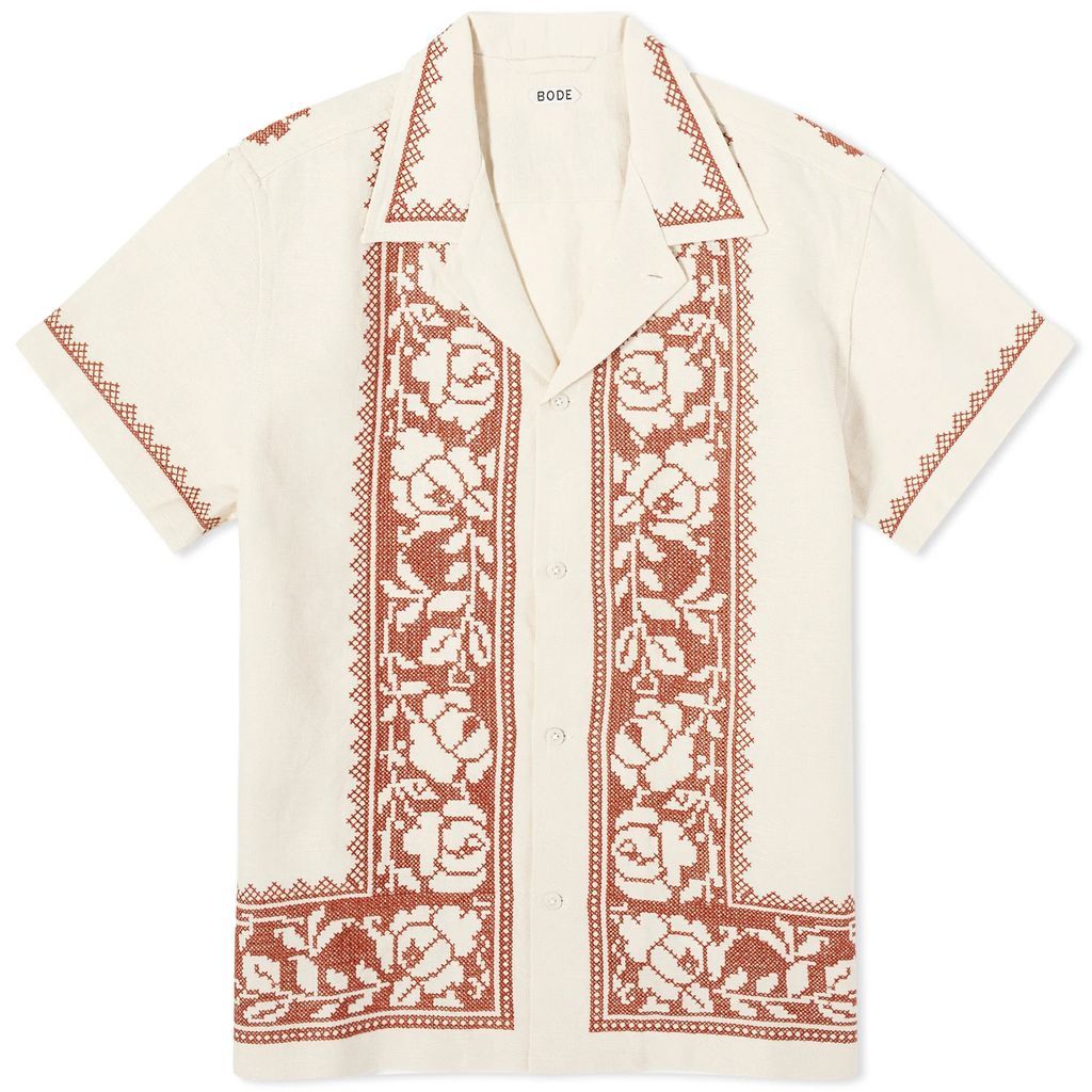 Men's Cross Stitch Vacation Shirt Brown/White