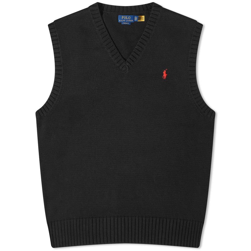 Men's Knit Vest Polo Black