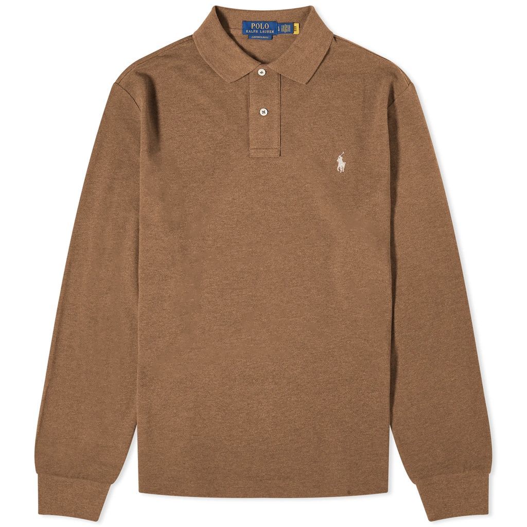 Men's Long Sleeve Custom Fit Polo Shirt Cedar Heather