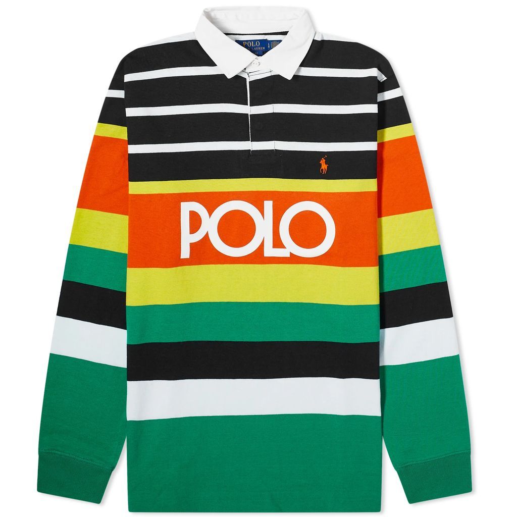 Men's Polo Sport Rugby Shirt Elite Orange Multi Stripe
