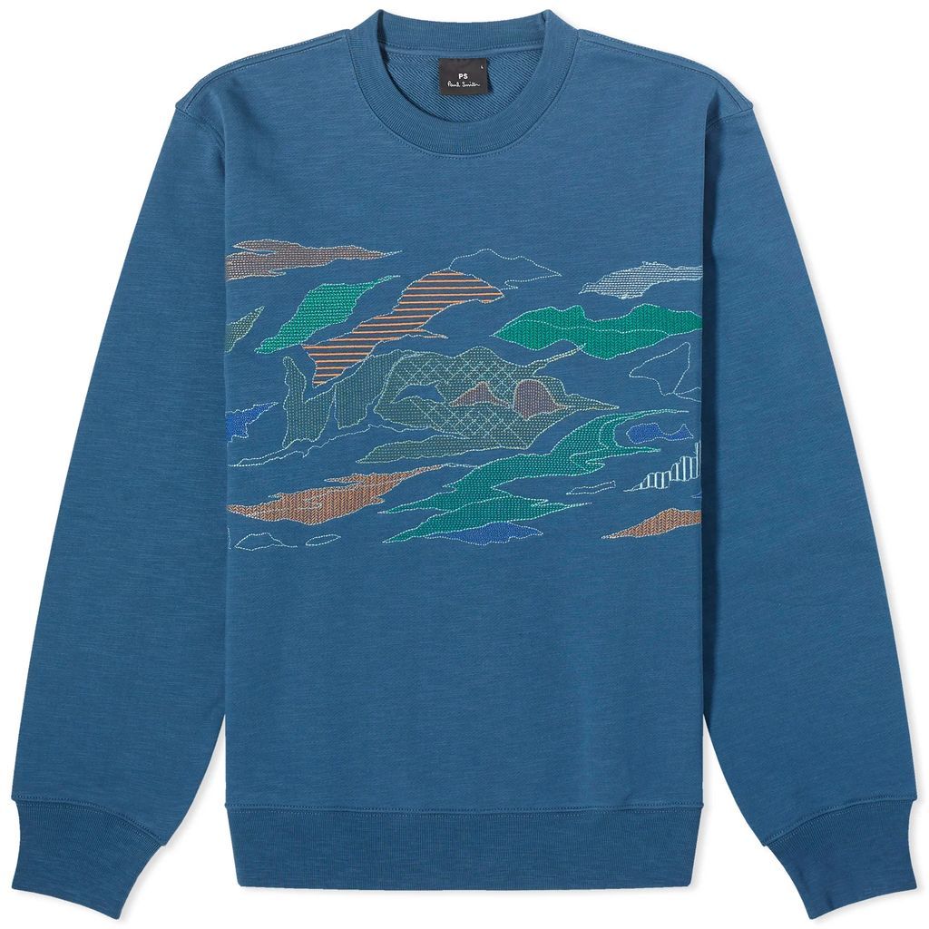 Men's Embroidered Crew Sweat Blue