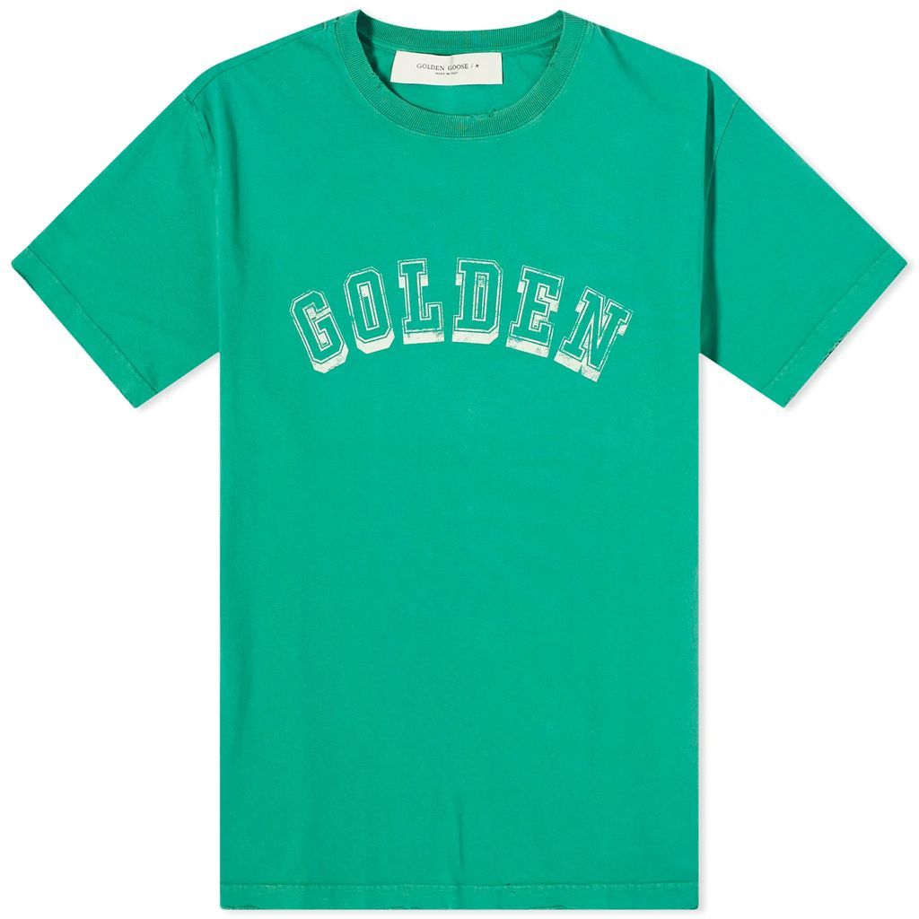 Men's Golden Logo T-Shirt Green Jacket/Herritage White