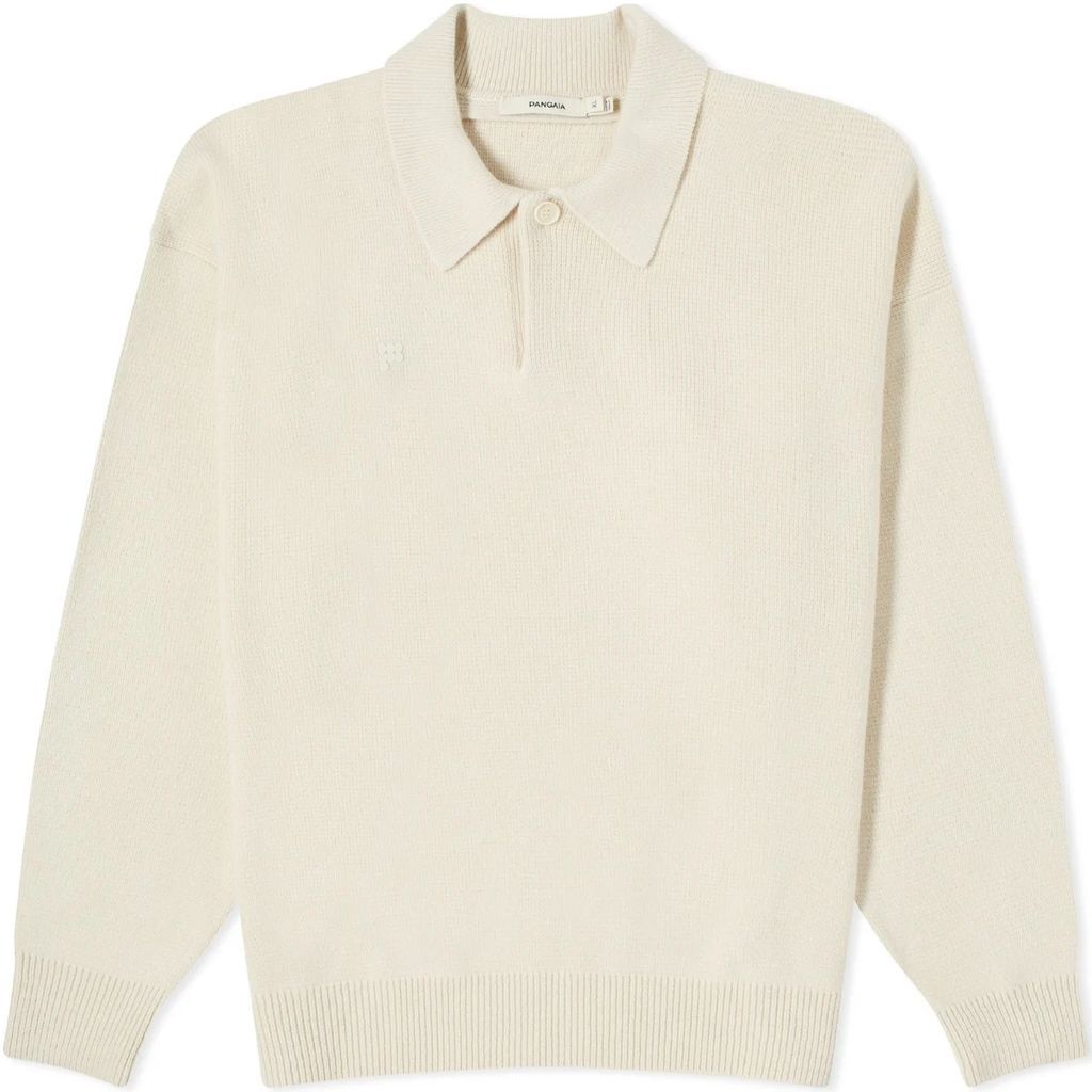 Recycled Cashmere Polo Sweater Ecru Ivory
