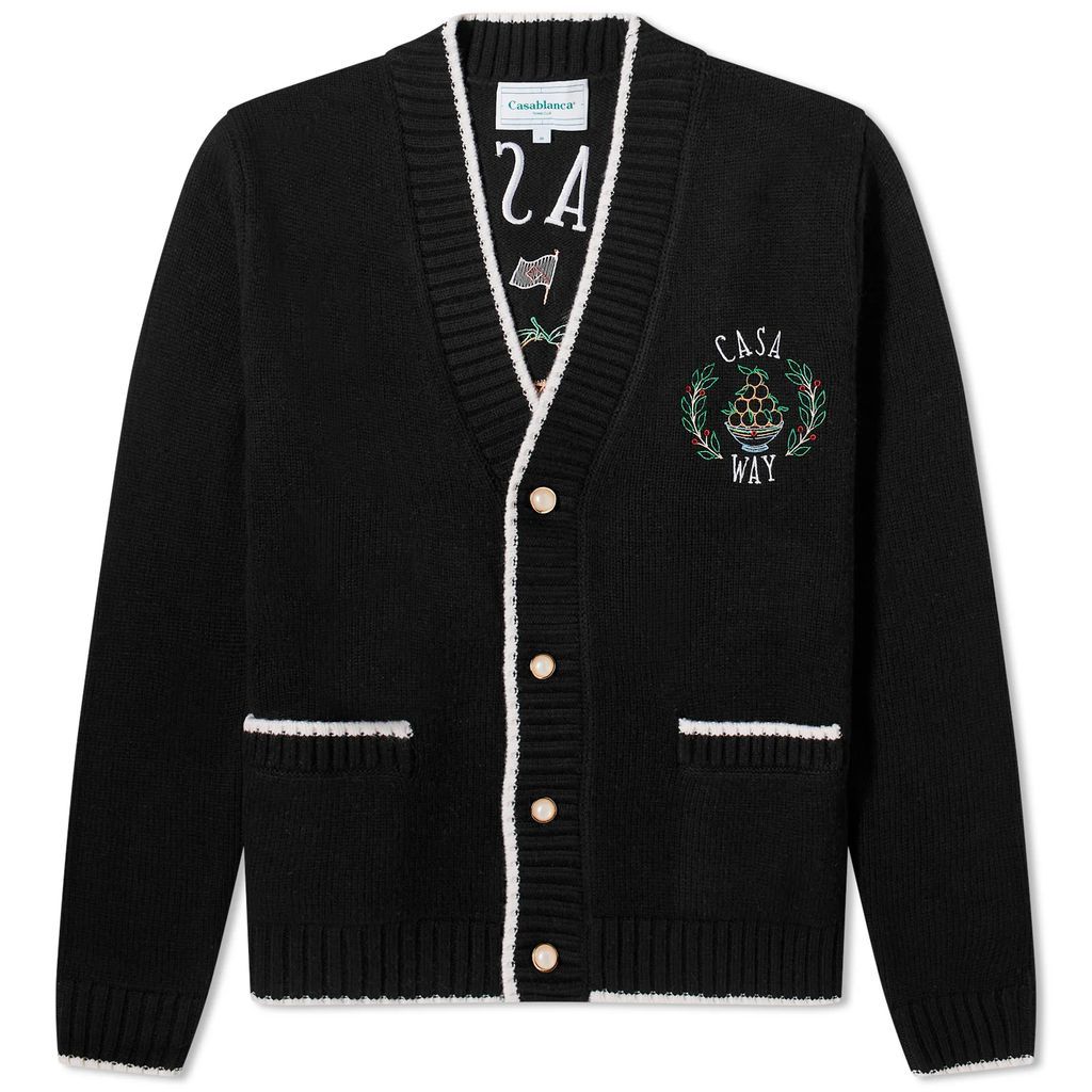 Men's Embroidered Casa Way Cardigan Black