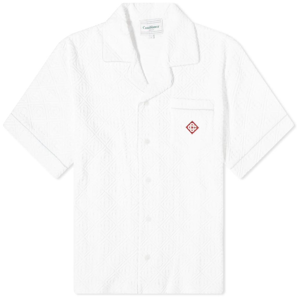 Men's Monogram Towelling Short Sleeve Shirt White