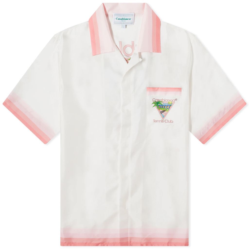 Men's Tennis Club Short Sleeve Silk Shirt White