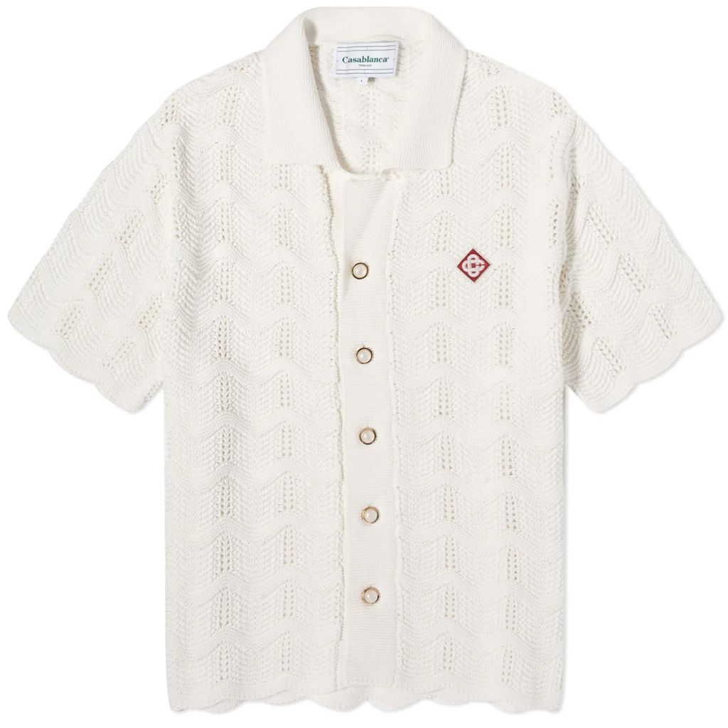 Men's Wave Knit Short Sleeve Shirt White