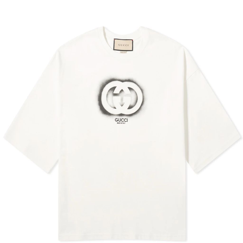 Men's Interlocking Sprayed Logo T-Shirt White