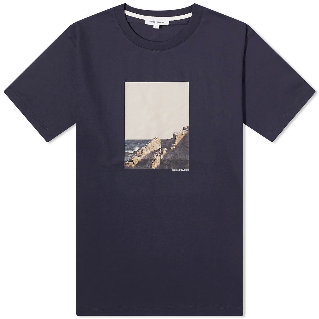 Men's Johannes Organic Cliff Print T-shirt Dark Navy