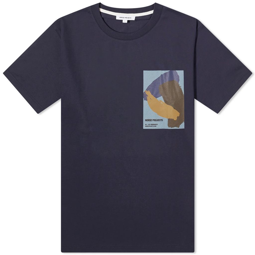 Men's Simon Organic Brush Stroke Print T-Shirt Dark Navy