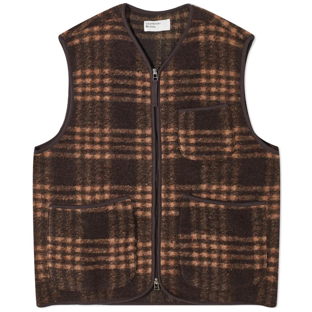 Men's Duke Fleece Zip Gilet Brown Check