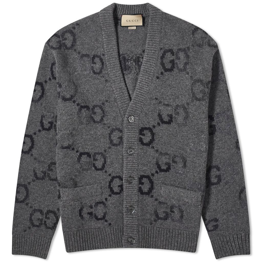 Men's Jumbo GG Knit Cardigan Grey