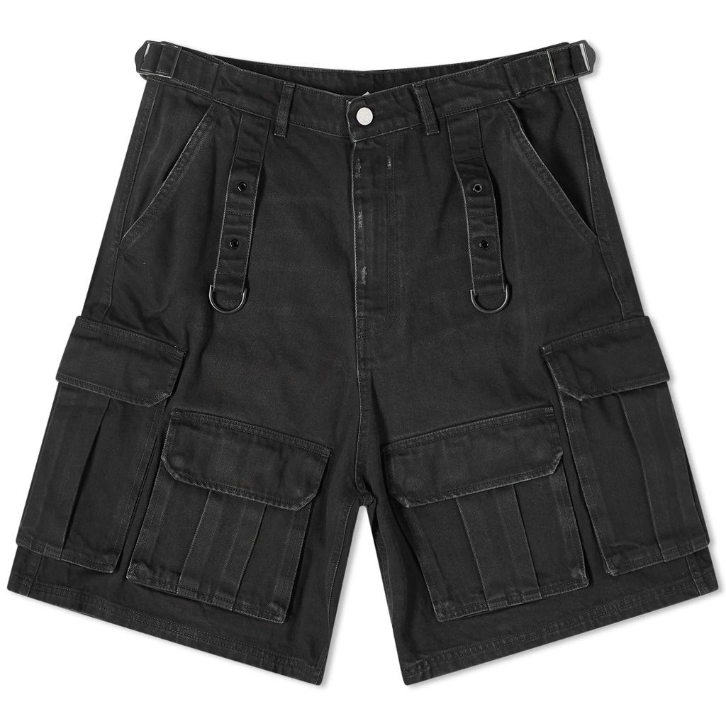 Men's Multi Pocket Cargo Denim Shorts Black