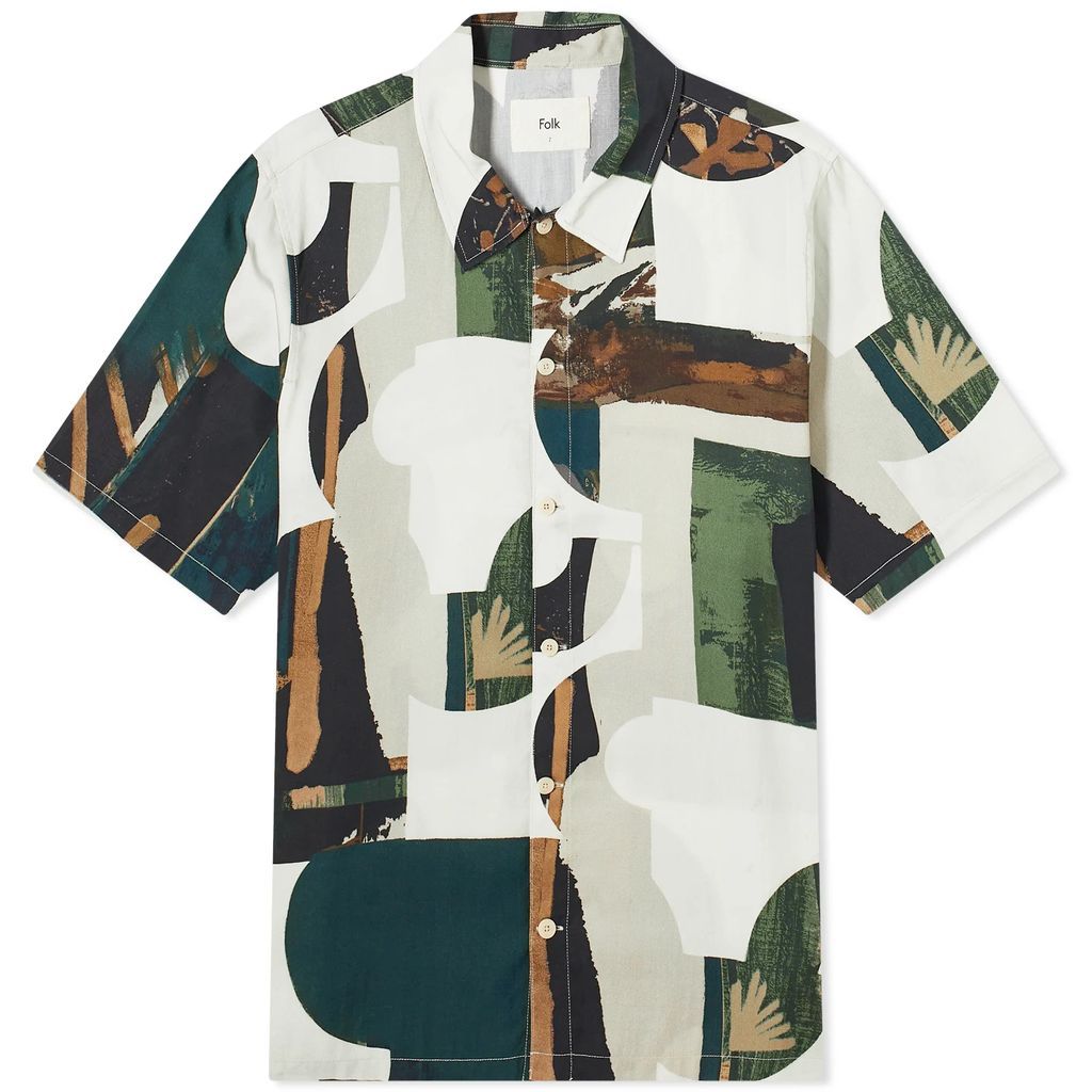 Men's Gabe Vacation Shirt Cutout Print Olive Multi