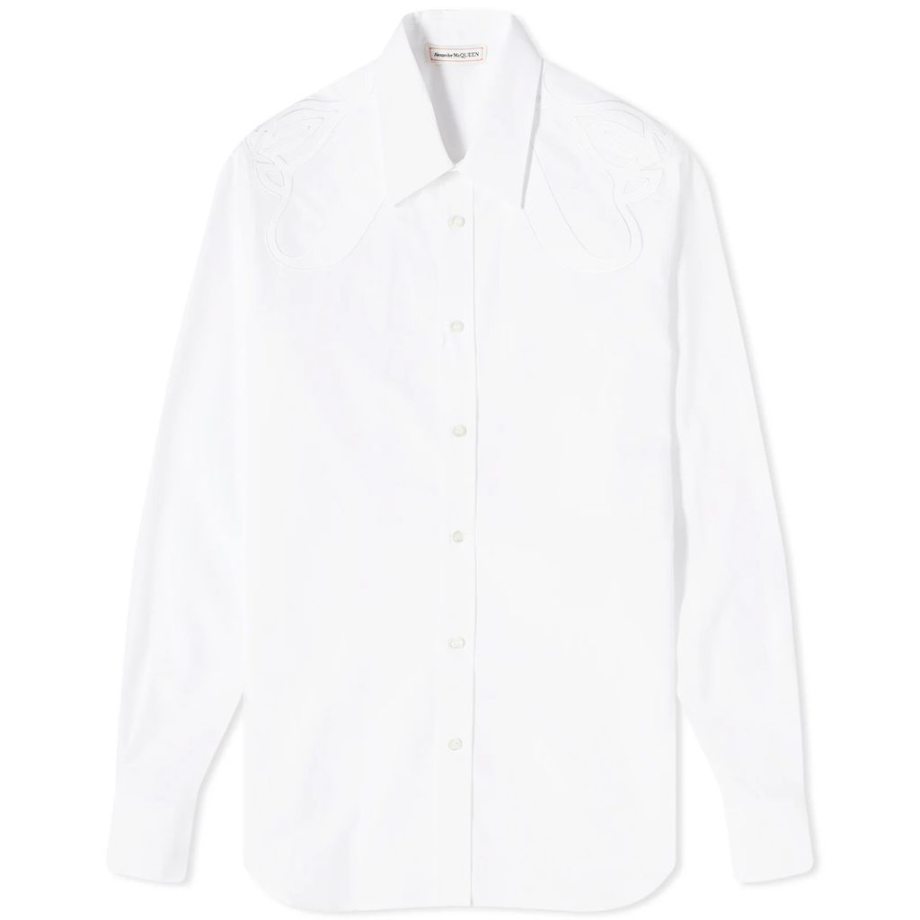 Men's Applique Harness Shirt White