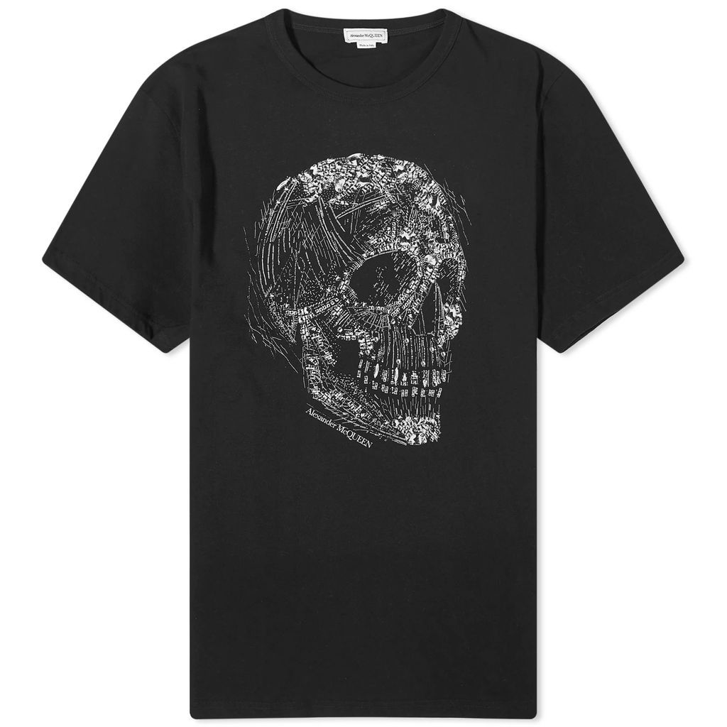 Men's Crystal Skull Print T-Shirt Black/White