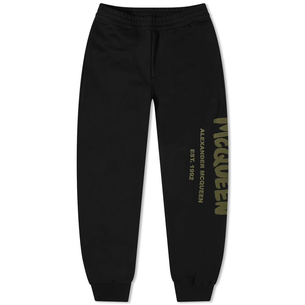 Men's Graffiti Logo Sweat Pants Black/Khaki