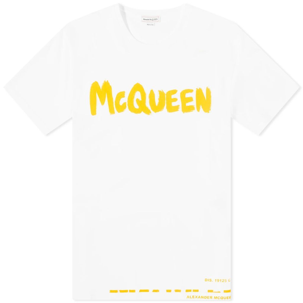 Men's Graffiti Logo T-Shirt White/Yellow