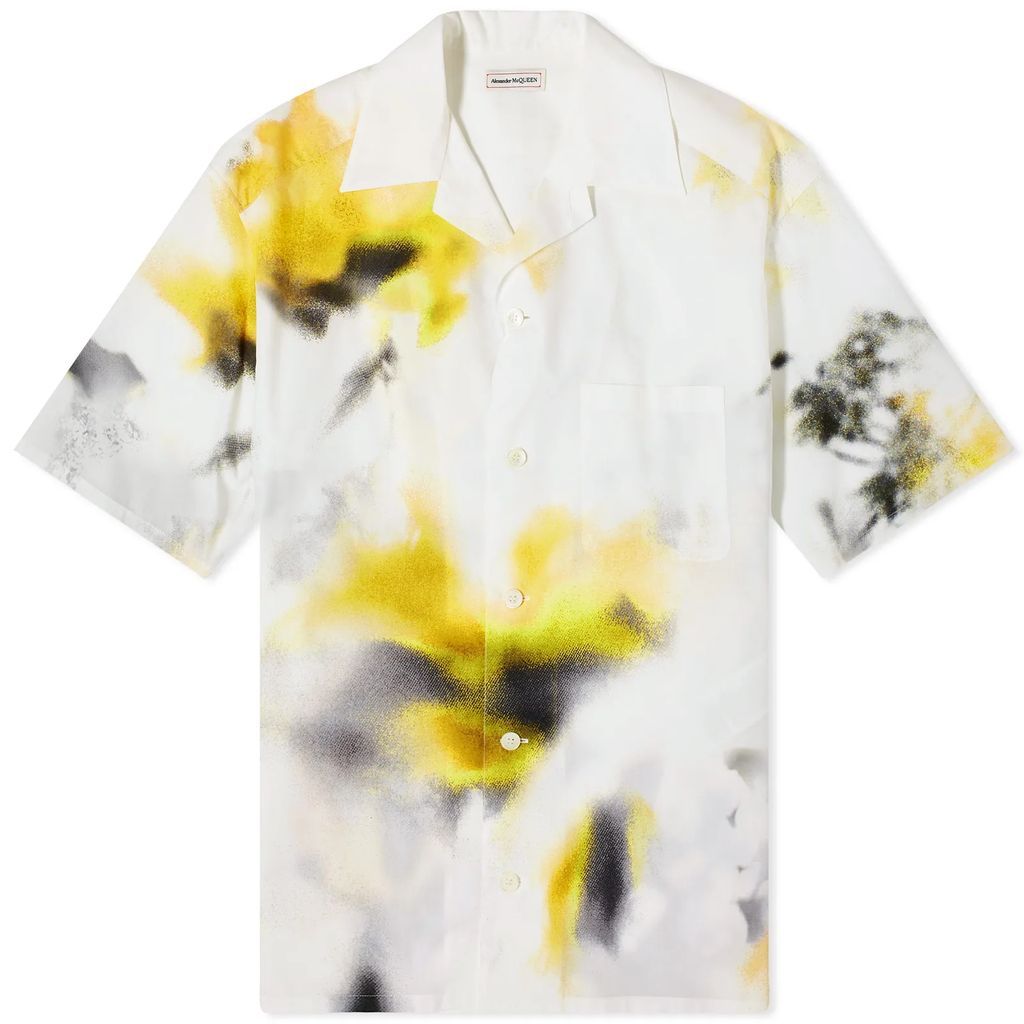 Men's Printed Hawaiian Shirt White/Yellow