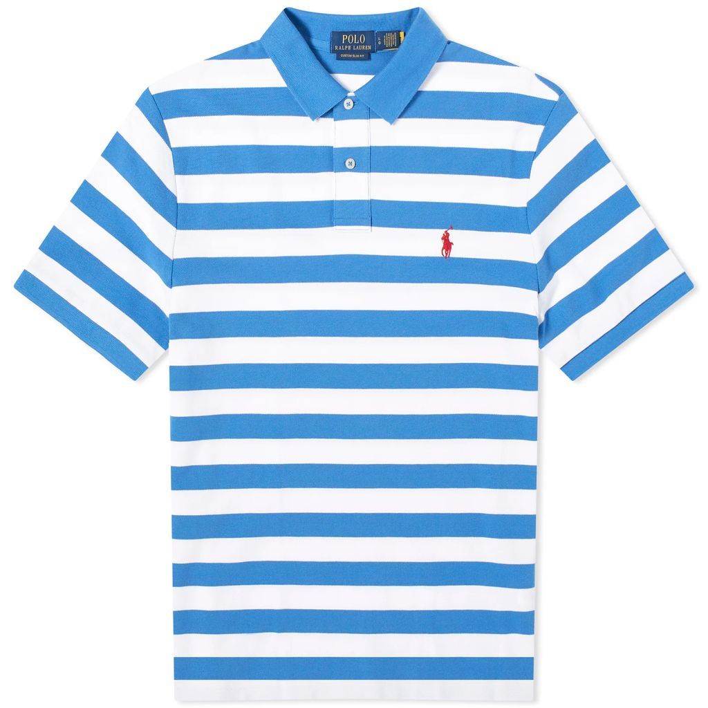 Men's Bold Stripe Polo Shirt New England Blue/White