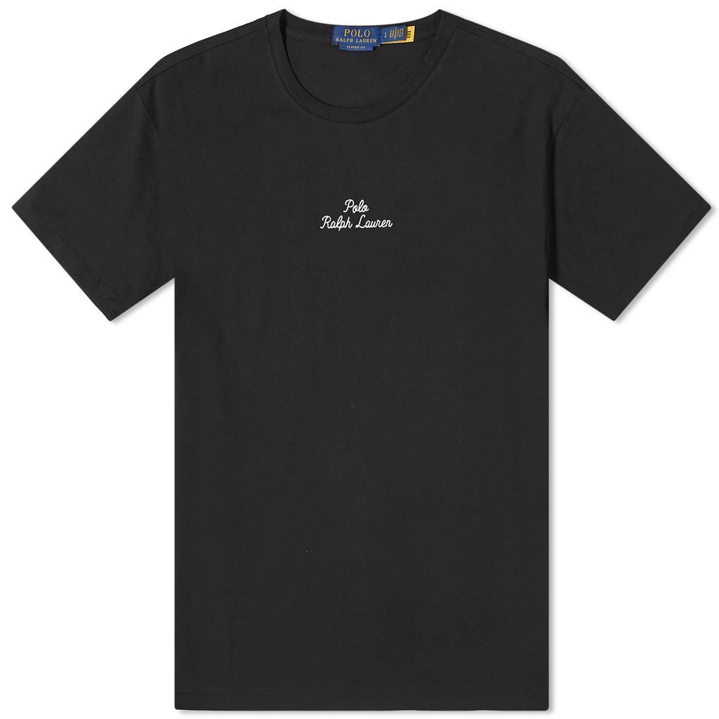 Men's Chain Stitch Logo T-Shirt Polo Black
