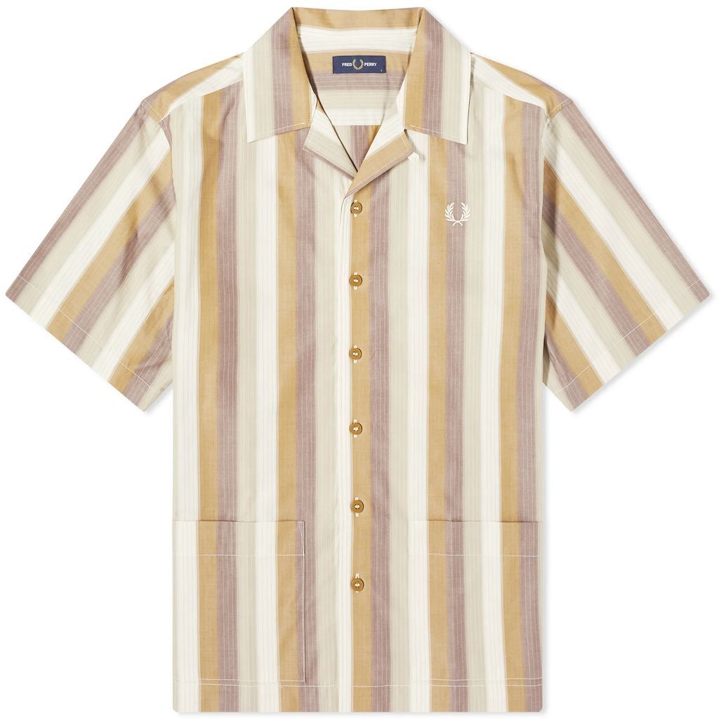 Men's Ombre Stripe Short Sleeve Vacation Shirt Dark Caramel