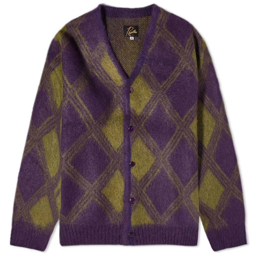 Argyle Mohair Cardigan Purple