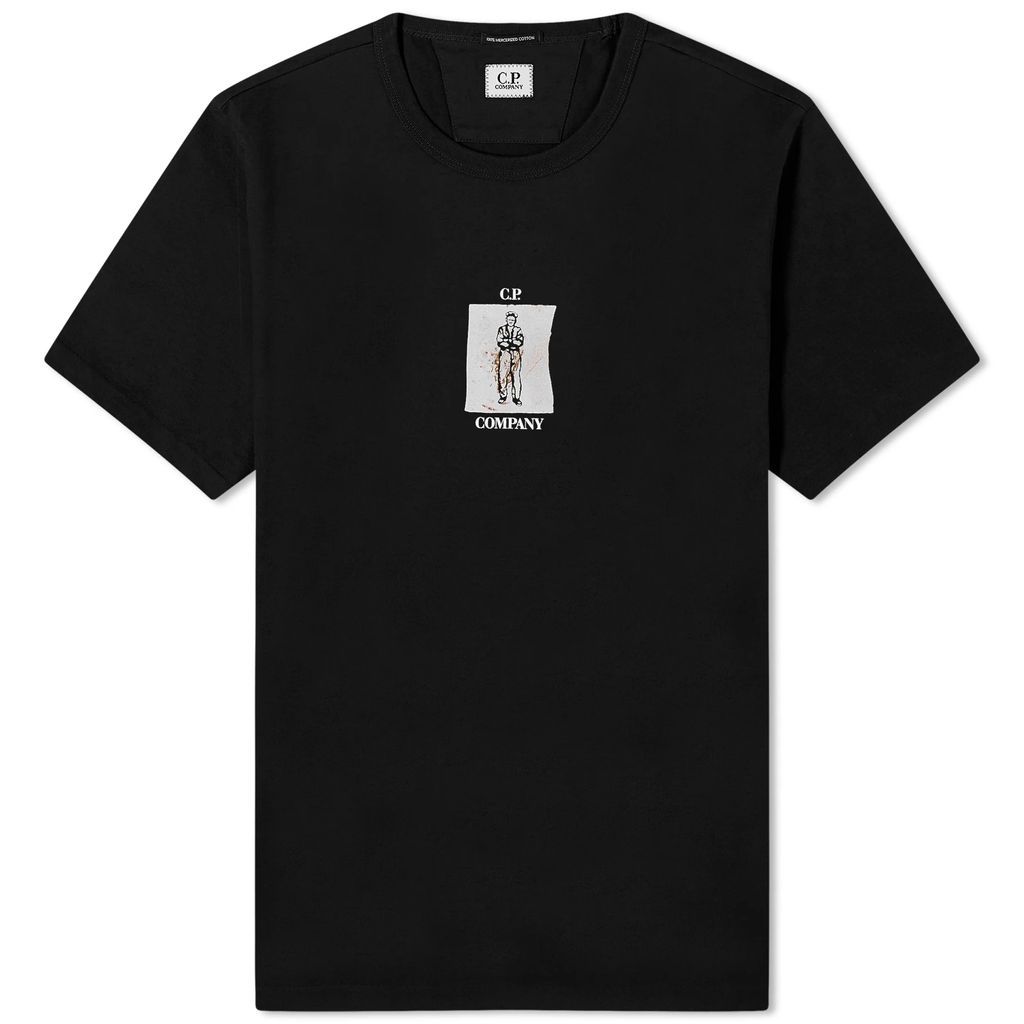 Men's 30/2 Mercerized Jersey Twisted Graphic T-Shirt Black