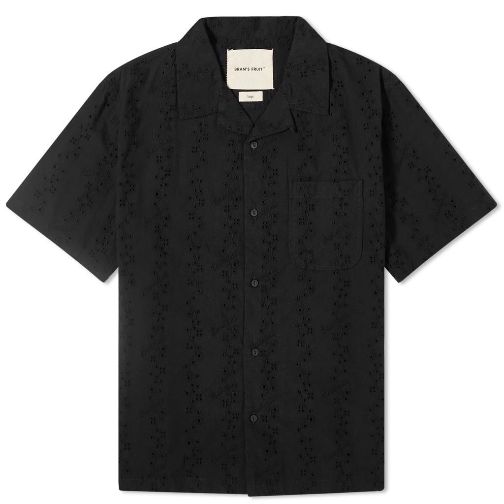 Men's Broderie Short Sleeve Vacation Shirt Black